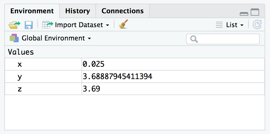 RStudio Environment Pane